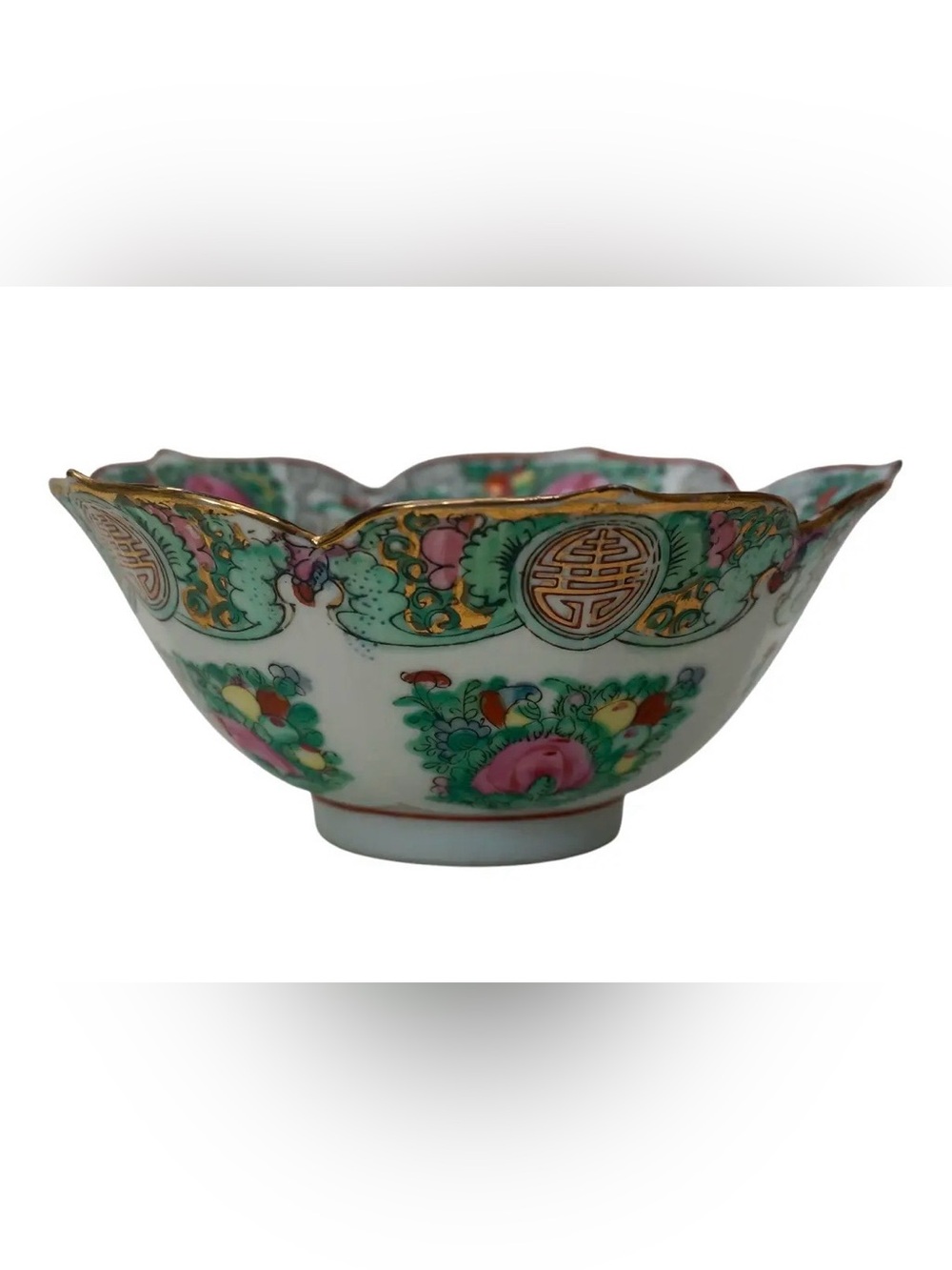 Vintage Mid-Century Famille Rose Porcelain Bowl - Hand-Decorated in Hong Kong
